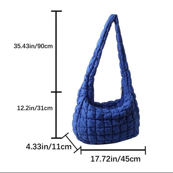 💙NWOT XL OVERSIZED QUILTED CROSSBODY BAG IN COBALT BLUE 💙 - Picture 5 of 9